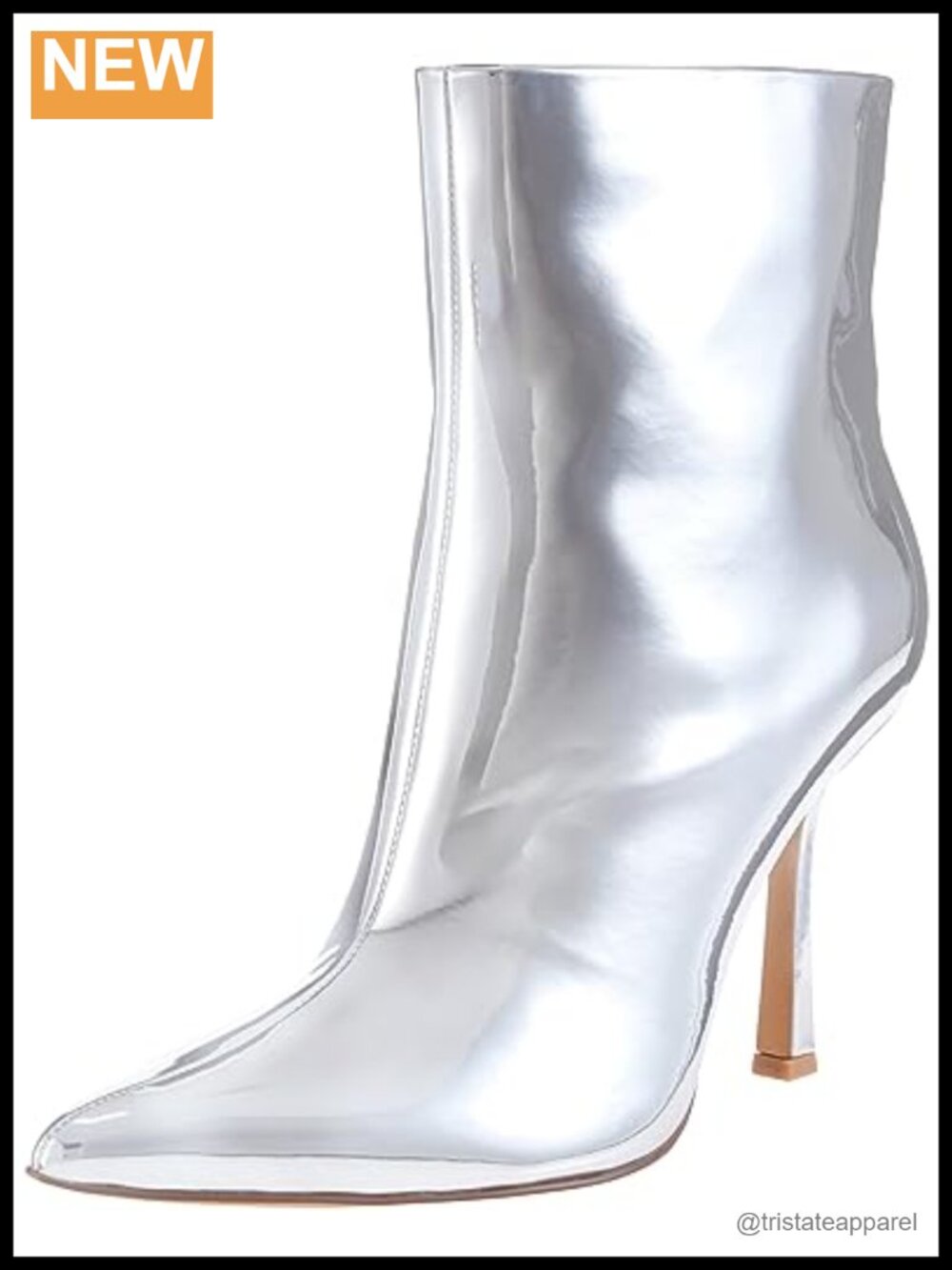 Faux Leather Pointed Toe Stiletto Heeled Ankle Bootie